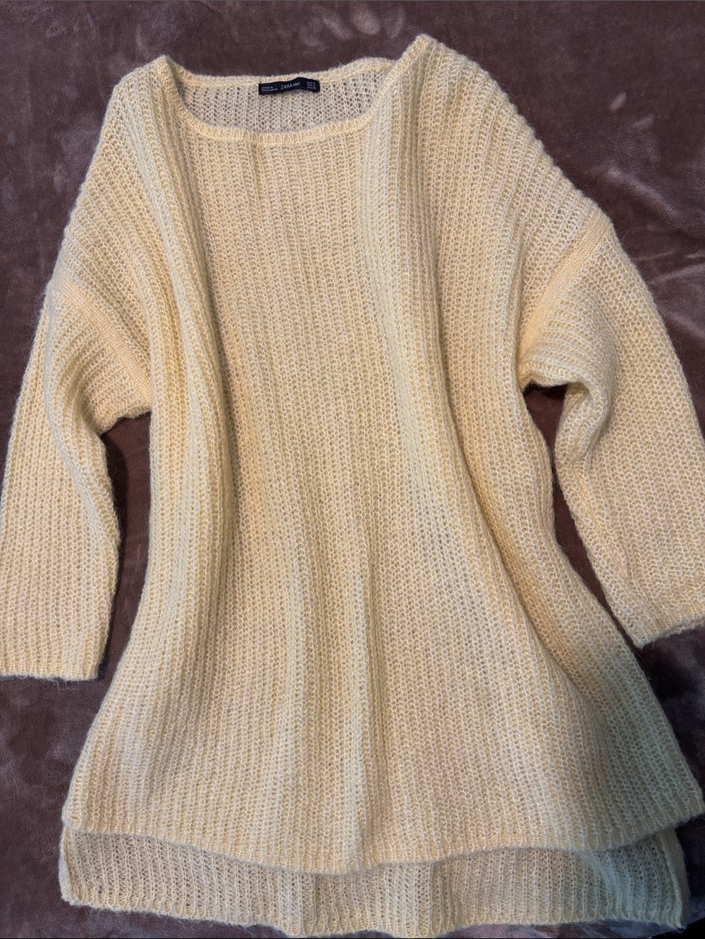 Zara Cream Scoop Neck Knit Sweater